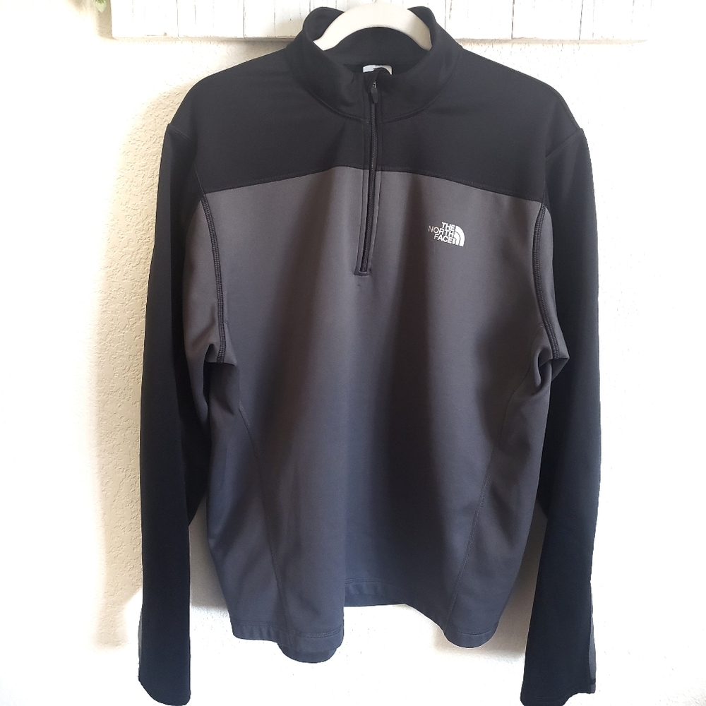 The North Face Mens Quarter-Zip Pullover Black And Gray Fleece Jacket Large